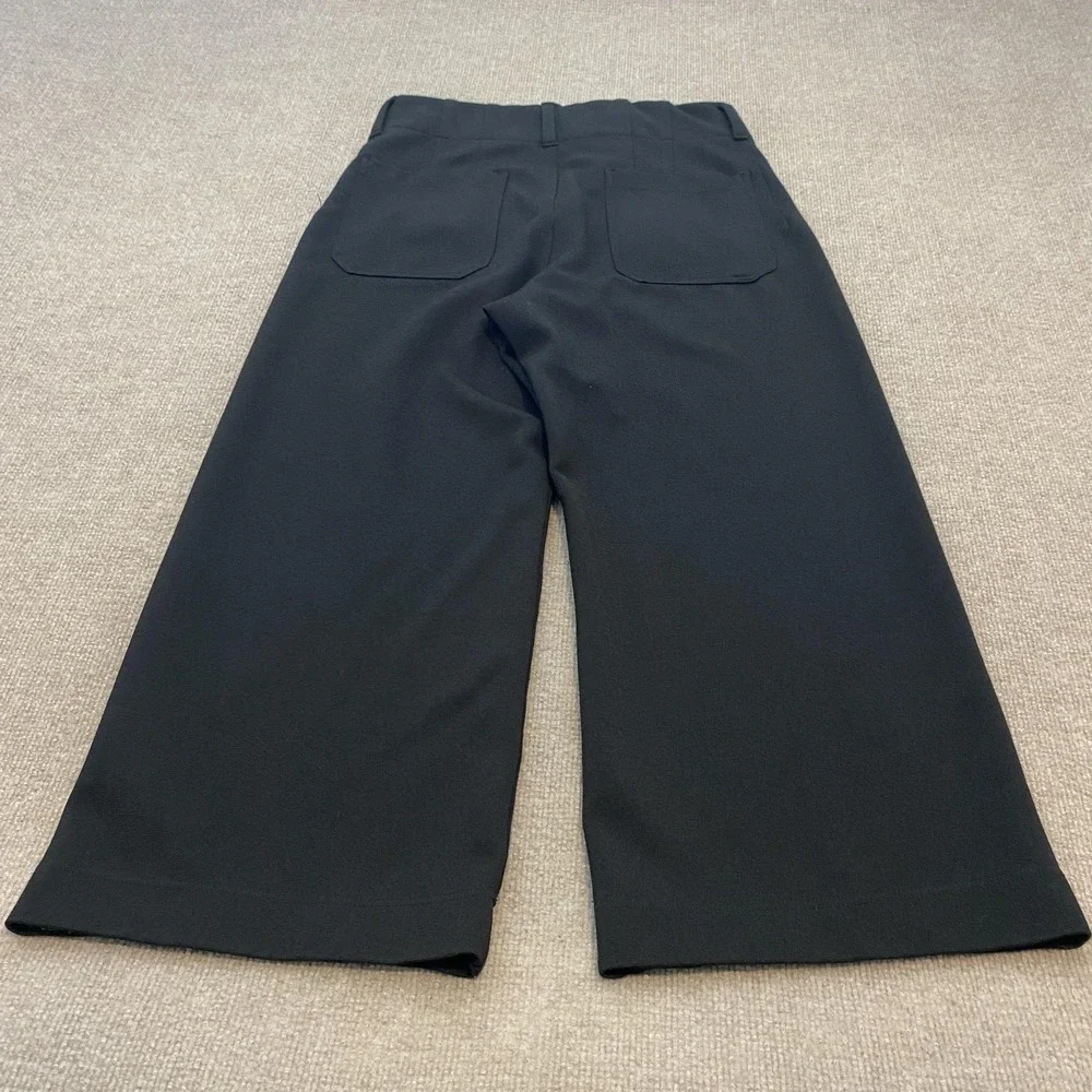 Maeve The Colette Pants Womens 32 Black Ponte Cropped Wide Leg Stretch Pockets